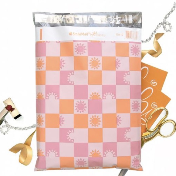 3 SETS LEFT☀️20 Sunny Check poly bags 10 x 13 - pink & orange - Picture 2 of 2